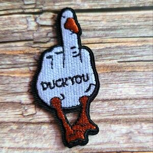 Duck You Funny Middle Finger Goose Punk Rock Y2k Embroidered Iron on Patch